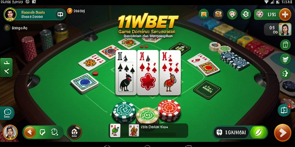 Tampilan gameplay mengasyikkan di 11WBET, menampilkan momen seru permainan Domino.