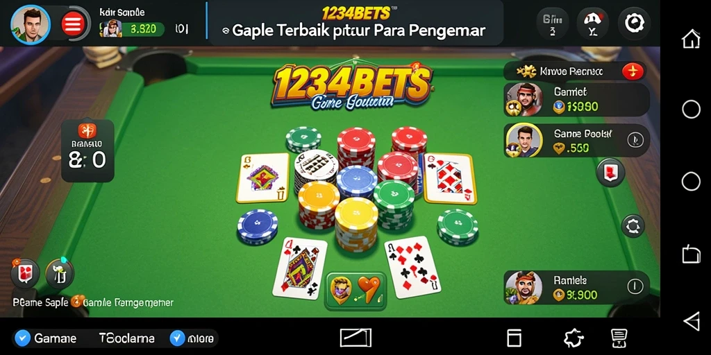 Tampilan gameplay seru dalam 1234BETS dengan aksi Gaple.