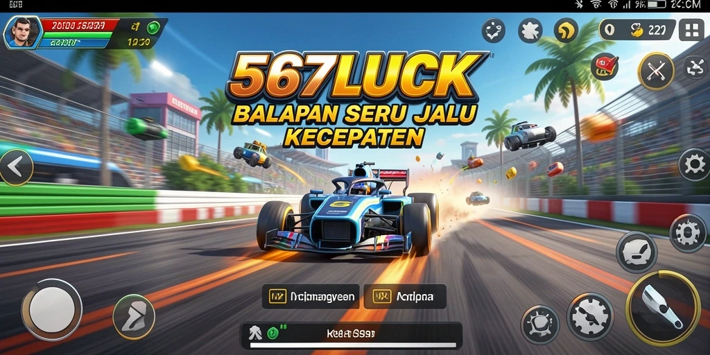 Screenshot gameplay 567LUCK menampilkan aksi balapan yang mendebarkan.