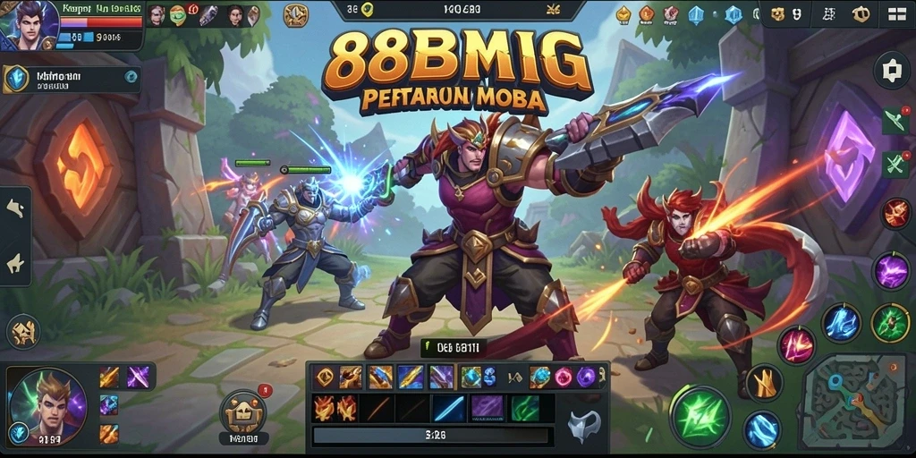 Tangkapan layar utama dari gameplay MOBA yang mendebarkan.