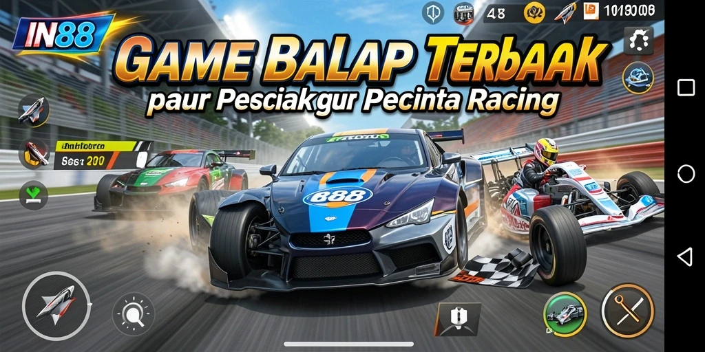 Tangkapan layar gameplay balap yang seru dan mendebarkan dari IN88.