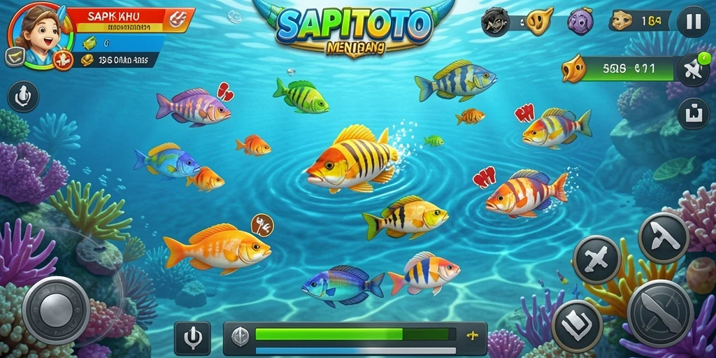 Tampilan screenshot SAPITOTO dengan gameplay Tembak Ikan yang menarik.